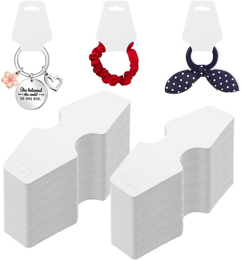 KOVCOAP 200PCS Bracelet Display Cards Necklace Holders Keychain Rings Packaging Selling Card for Small Business, Hang Tags Card for Earring Hair Band and Scrunchies(White) - Image 1